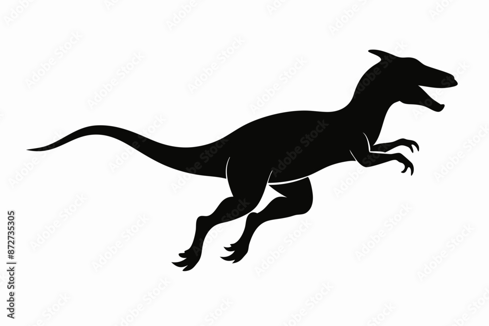 Obraz premium dinosaur illustration , dinosaur vector illustration, dinosaur silhouette, animal silhouette isolated vector Illustration, png, Funny cute dinosaur, Jumping cartoon Pats