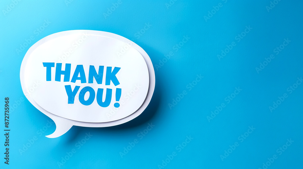 Speech bubble with Thank You message on blue background. Simple design for appreciation or gratitude communication. Useful for stock photos or social media post. Minimalistic style. AI Speech bubble with Thank You message on blue background. Simple design for appreciation or gratitude communication. Useful for stock photos or social media post. Minimalistic style. AI