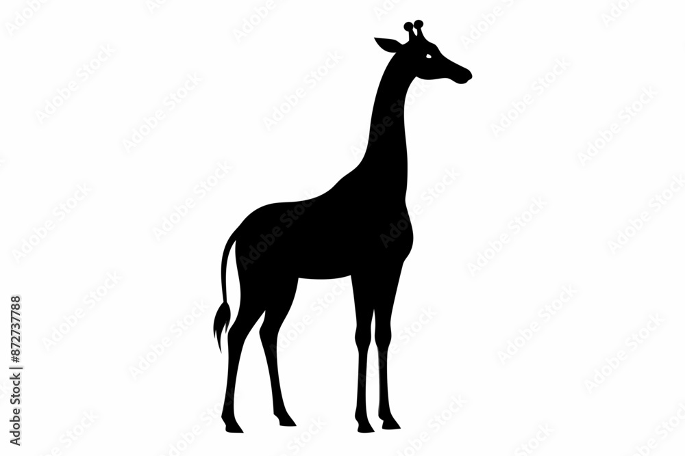 Fototapeta premium Giraffe illustration , giraffe vector illustration, giraffe silhouette, animal silhouette isolated vector Illustration, png, Funny cute giraffe, Jumping cartoon Pats