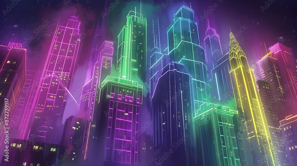 Neon-Infused City Skyline - Mesmerizing Abstract Art for Modern Decor and Tech Accessories Neon-Infused City Skyline - Mesmerizing Abstract Art for Modern Decor and Tech Accessories