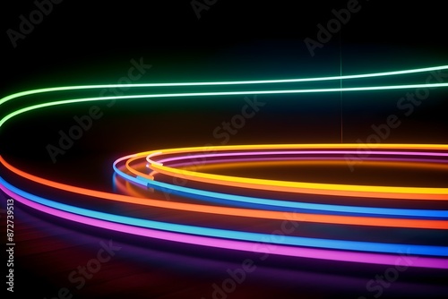 Glowing Neon Lights Illuminating a Vibrant Nightclub Dance Floor,Capturing the Energetic Atmosphere