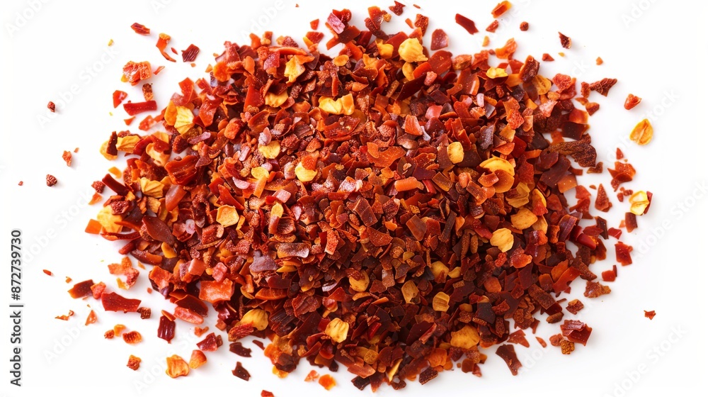 Pile of dried red hot chili peppers isolated on white background. Pile of dried red hot chili peppers isolated on white background.
