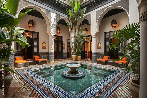 Moroccan riad , reflecting the distinctive architecture of North Africa