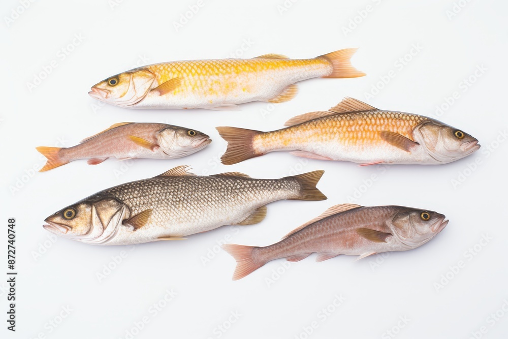 Isolated single fish on plain white background for optimal search result relevance Isolated single fish on plain white background for optimal search result relevance