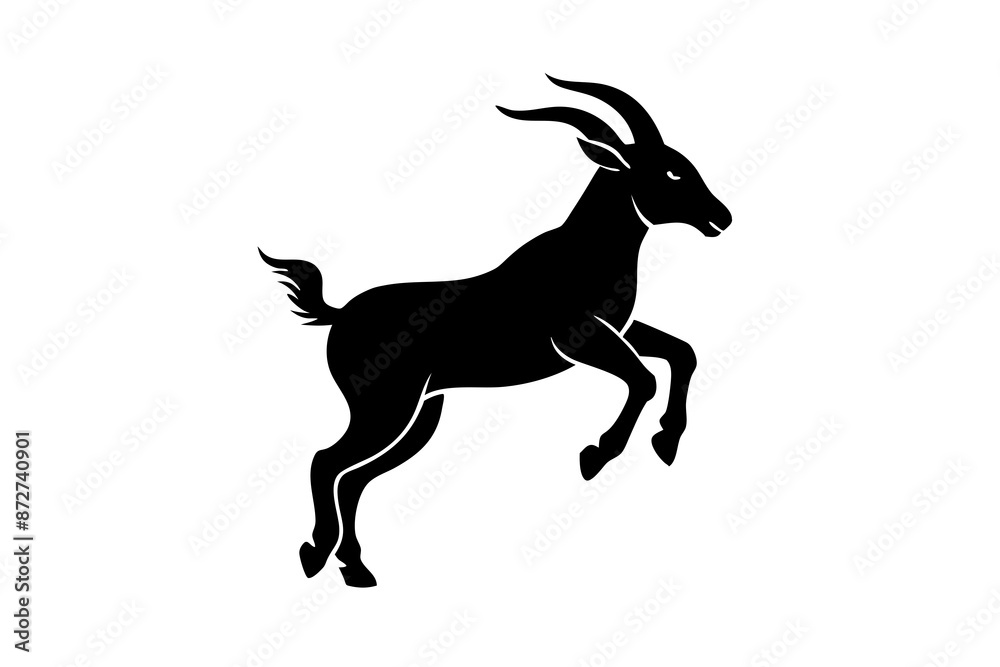 Obraz premium silhouette of a goat , goat vector illustration, goat silhouette, animal silhouette isolated vector Illustration, png, Funny cute goat, Jumping cartoon Pats