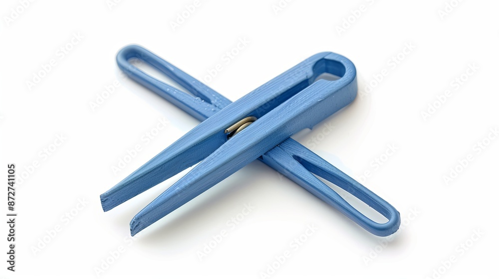 Blue plastic clothespins isolated on white background. Blue plastic clothespins isolated on white background.