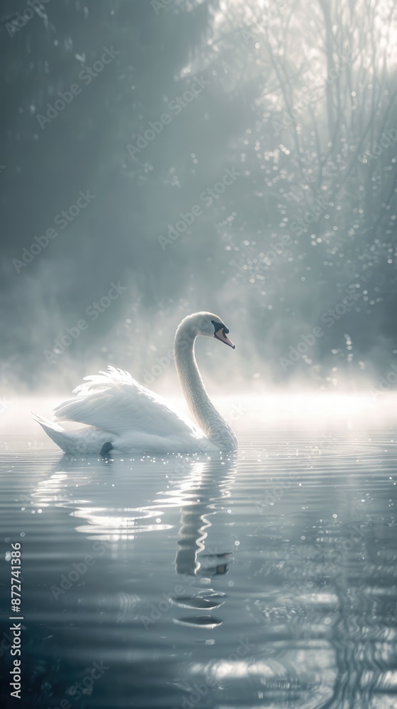 White swans on the lake surface White swans on the lake surface