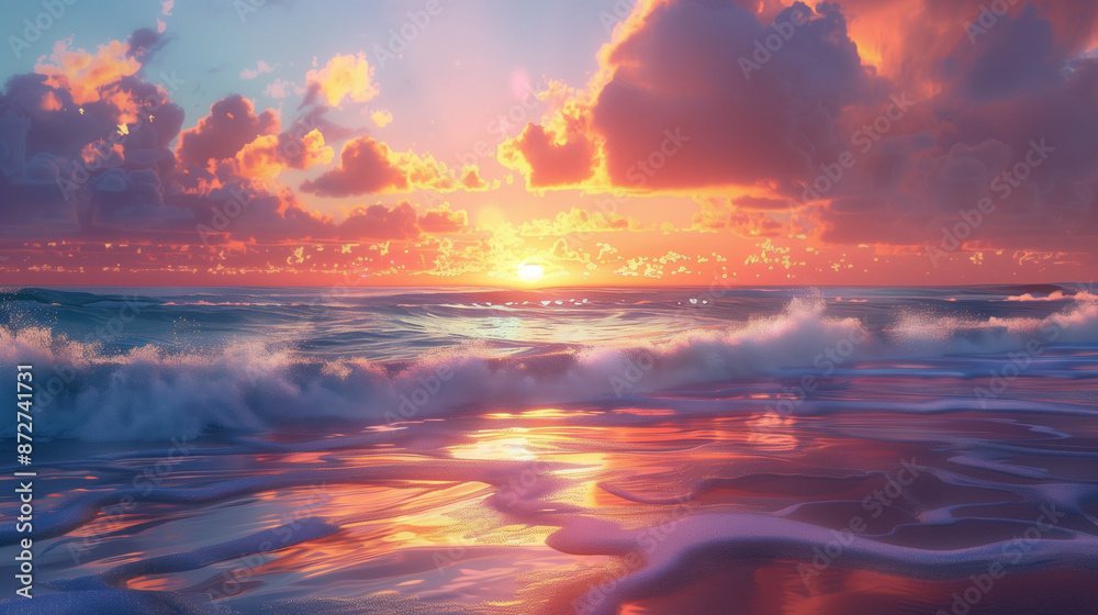 Naklejka premium sunset over the sea