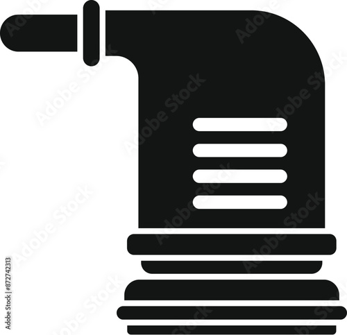Black silhouette icon of a handheld electric body massager device with different intensity settings for pain relief