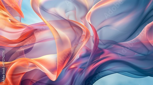 Wallpaper Mural A colorful, flowing piece of fabric with a blue background Torontodigital.ca