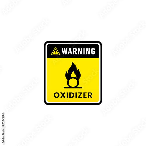 Oxidizer sign vector or Oxidizer warning sign vector isolated. Best Oxidizer symbol for caution sign on your product.