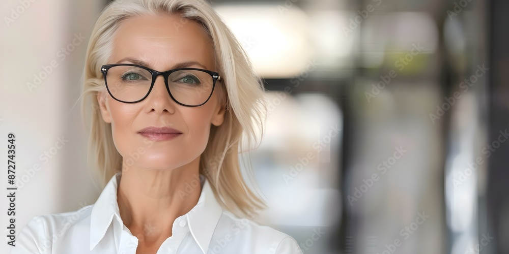 Portrait of a Confident and Professional Mature Woman in a Modern Office. Concept Portrait Photography, Professional Portraits, Mature Woman, Modern Office, Confidence