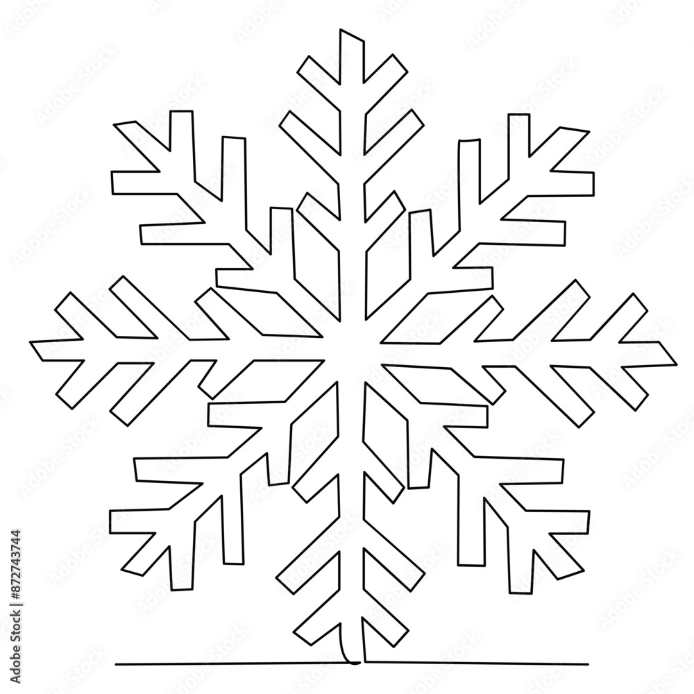 continuous single drawn one line christmas snowflake hand-drawn picture silhouette. Line art. Christmas. Doodle continuous single drawn one line christmas snowflake hand-drawn picture silhouette. Line art. Christmas. Doodle