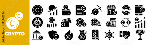 Crypto Icon Set For Design Elements, , digital, currency, finance, financial, technology