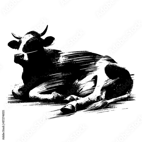 buffalo, bison, bull, cow in illustration in brush stroke painting
