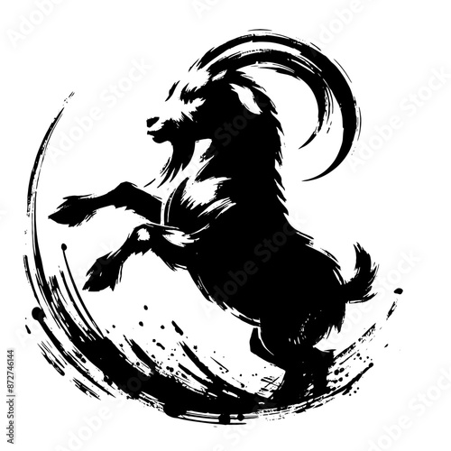 sheep, goat, lamb, wool, meadow, in illustration in brush stroke painting