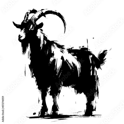 sheep, goat, lamb, wool, meadow, in illustration in brush stroke painting