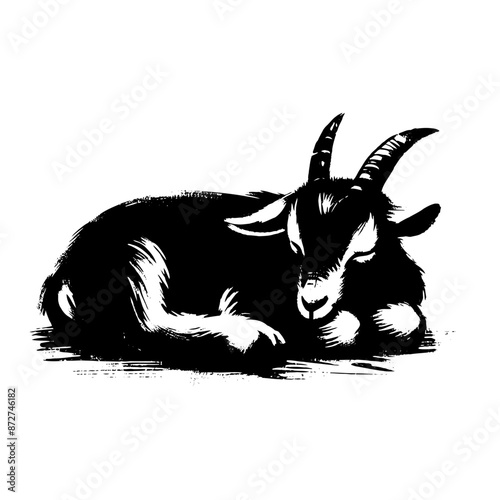 sheep, goat, lamb, wool, meadow, in illustration in brush stroke painting