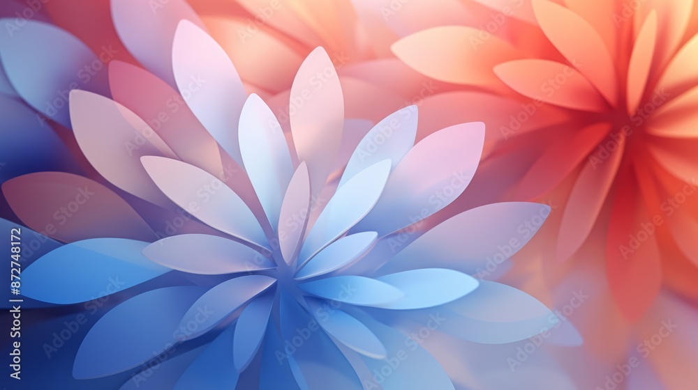 Abstract Blue And Red Flower Wallpaper, blurred