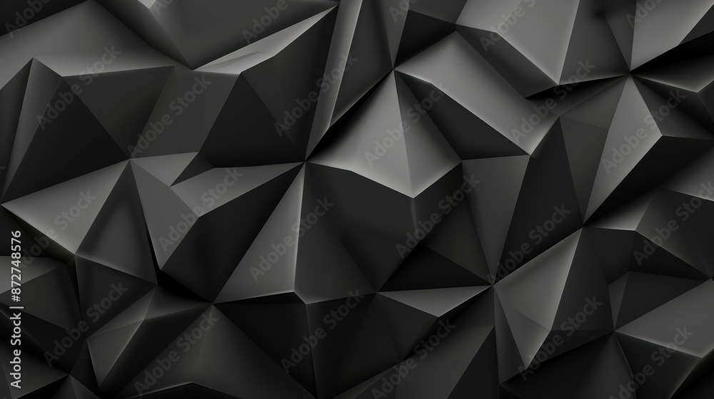 Stunning 3D render of abstract black crystal background with faceted texture for wide panoramic wallpaper. Stunning 3D render of abstract black crystal background with faceted texture for wide panoramic wallpaper.