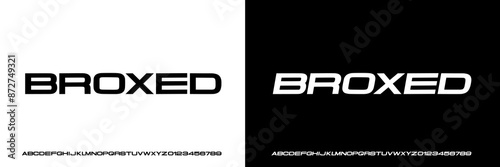 Modern extended font, Alphabet bold font, reguler, italic, design for fashion, technology, brand ,urban ,Typeface, Uppercase and number. Vector illustration