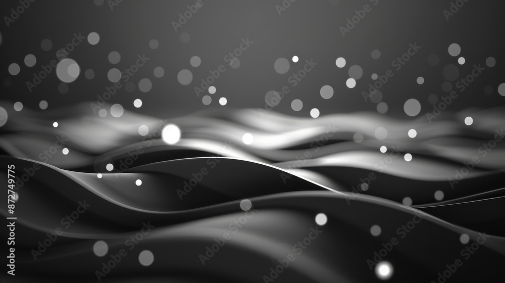 Abstract silver gray and black background with smooth lines, waves, and glowing spots. Abstract silver gray and black background with smooth lines, waves, and glowing spots.