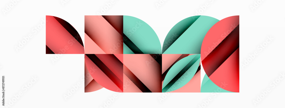 Circle, square and flower petal geometric background. Round shapes composition for wallpaper, banner, background or landing Circle, square and flower petal geometric background. Round shapes composition for wallpaper, banner, background or landing