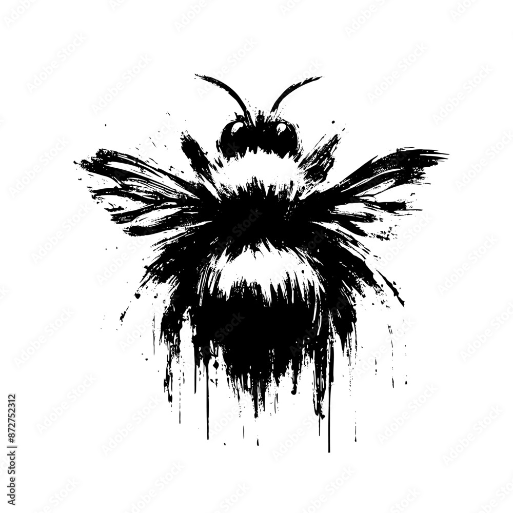 Bee, wasp, hornet in illustration in brush stroke painting Bee, wasp, hornet in illustration in brush stroke painting