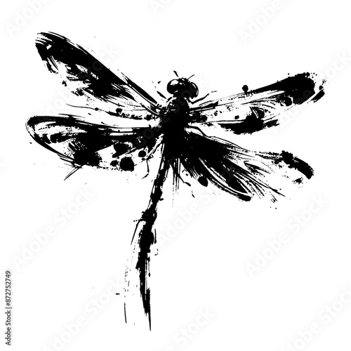 Dragonfly in illustration in brush stroke painting
