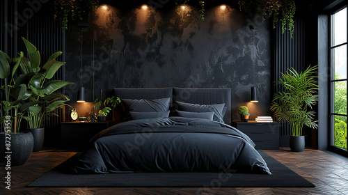 Wallpaper Mural Luxurious modern beautiful black bedroom interior design
 Torontodigital.ca