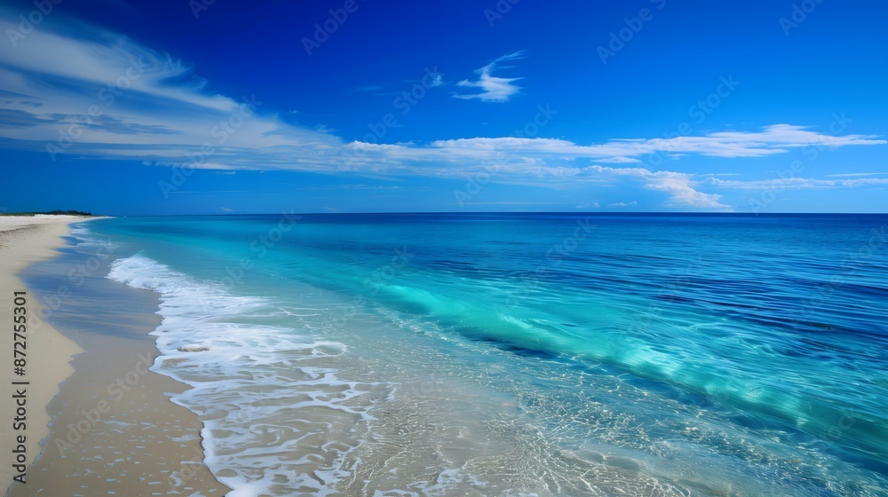 Fototapeta premium Pristine Tropical Beach with Turquoise Water and Clear Blue Sky
