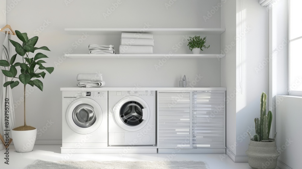 Minimalist Laundry Room Design with White Appliances Minimalist Laundry Room Design with White Appliances