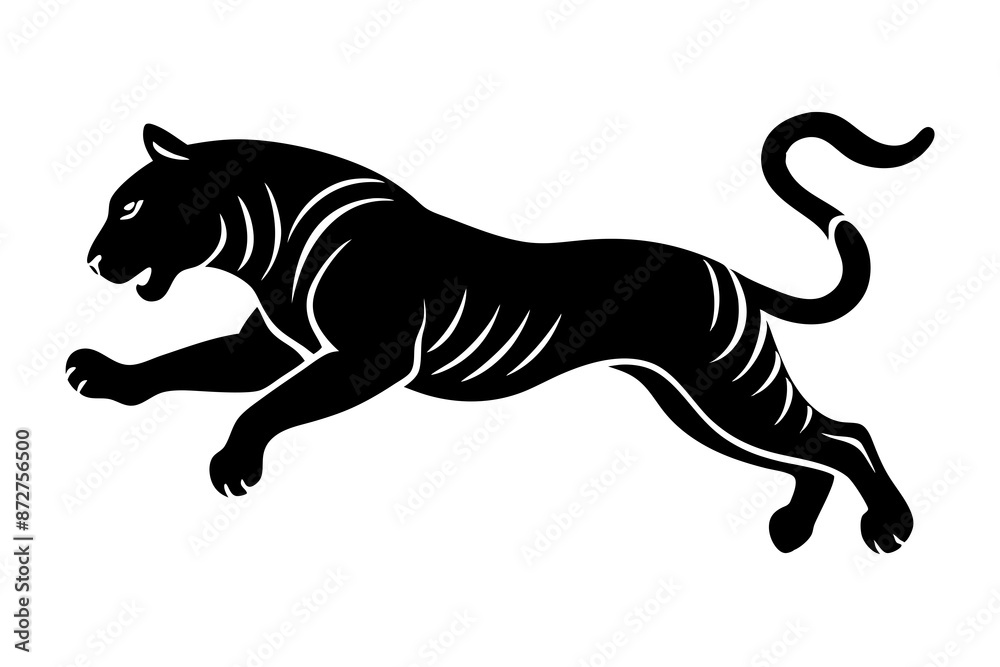 Obraz premium black panther vector , tiger vector illustration, goat silhouette, animal silhouette isolated vector Illustration, png, Funny cute lion, Jumping cartoon Pats
