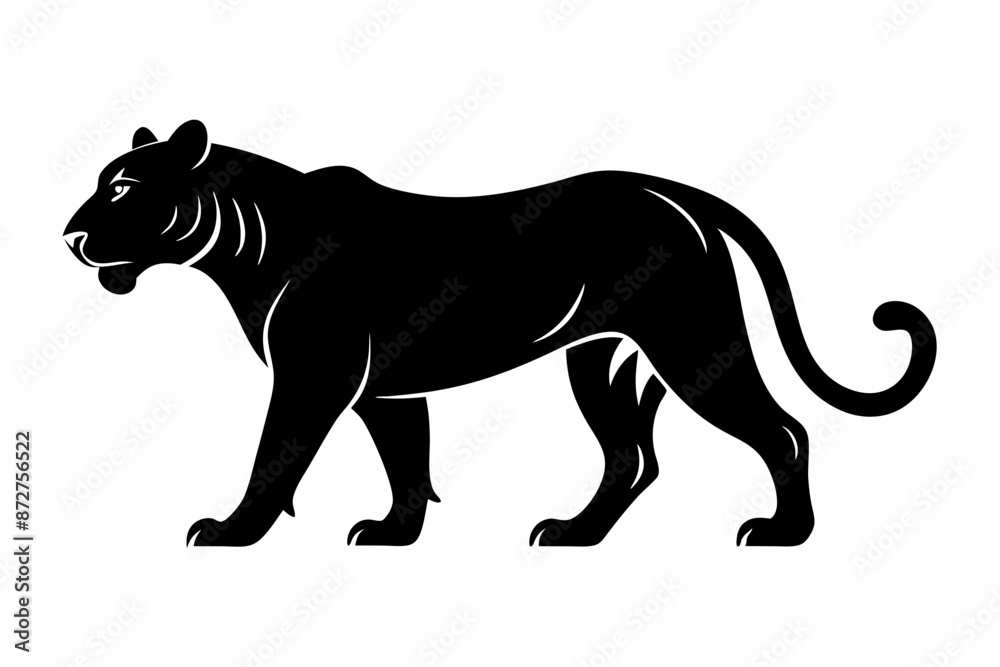 Obraz premium black panther vector , tiger vector illustration, goat silhouette, animal silhouette isolated vector Illustration, png, Funny cute lion, Jumping cartoon Pats