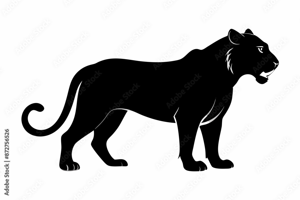Obraz premium black panther vector , tiger vector illustration, goat silhouette, animal silhouette isolated vector Illustration, png, Funny cute lion, Jumping cartoon Pats