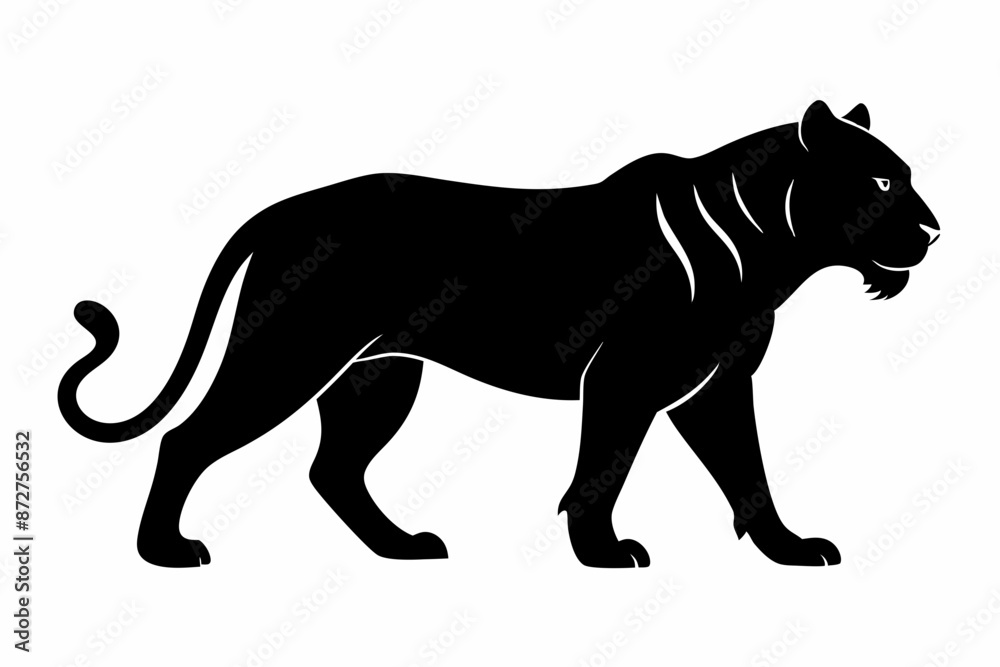 Obraz premium black panther vector , tiger vector illustration, goat silhouette, animal silhouette isolated vector Illustration, png, Funny cute lion, Jumping cartoon Pats
