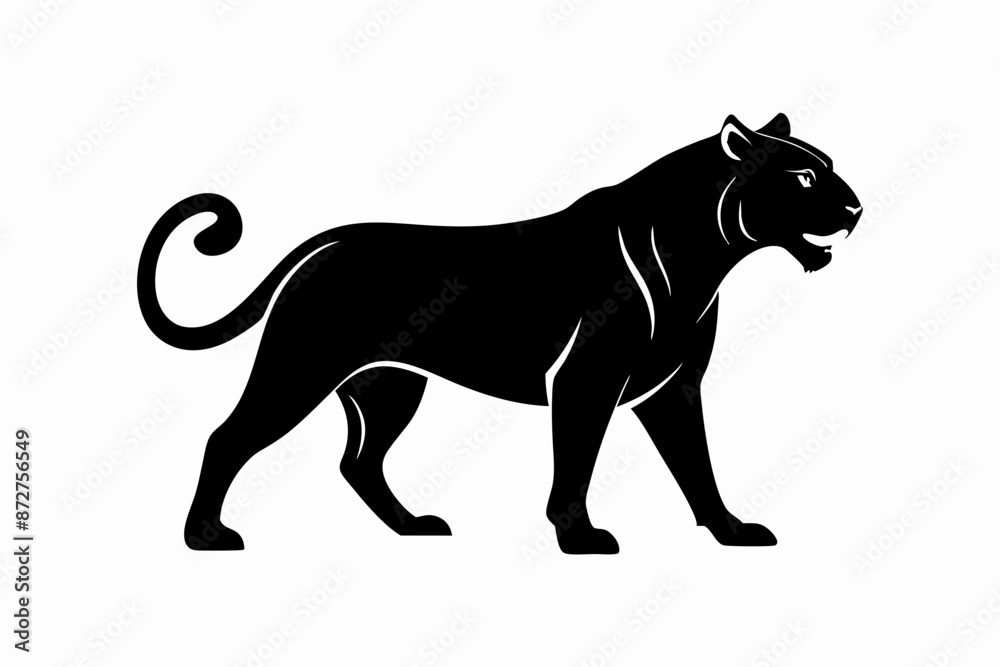 Obraz premium black panther vector , tiger vector illustration, goat silhouette, animal silhouette isolated vector Illustration, png, Funny cute lion, Jumping cartoon Pats