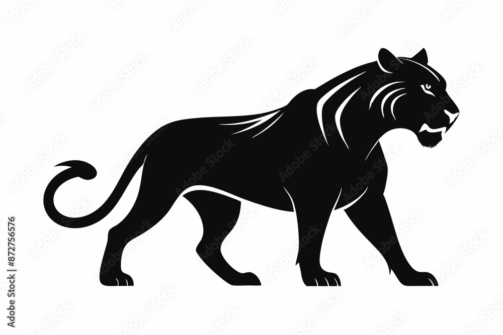 Obraz premium black panther vector , tiger vector illustration, goat silhouette, animal silhouette isolated vector Illustration, png, Funny cute lion, Jumping cartoon Pats