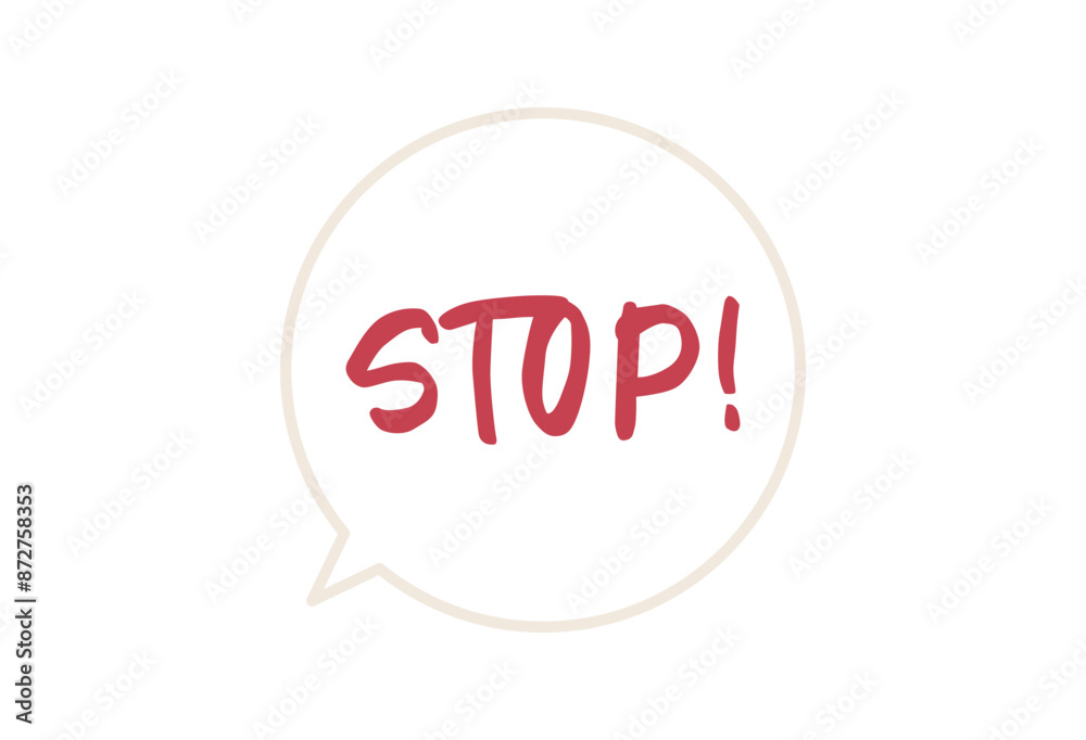 Stop speech bubble with scream exclamation negation concept flat vector illustration.	
