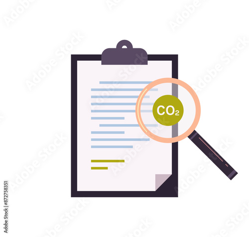 Legal document Co2 limit emissions idea and net zero emission carbon credit offset concept flat vector illustration.	
