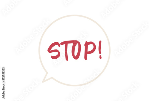 Stop speech bubble with scream exclamation negation concept flat vector illustration.	
