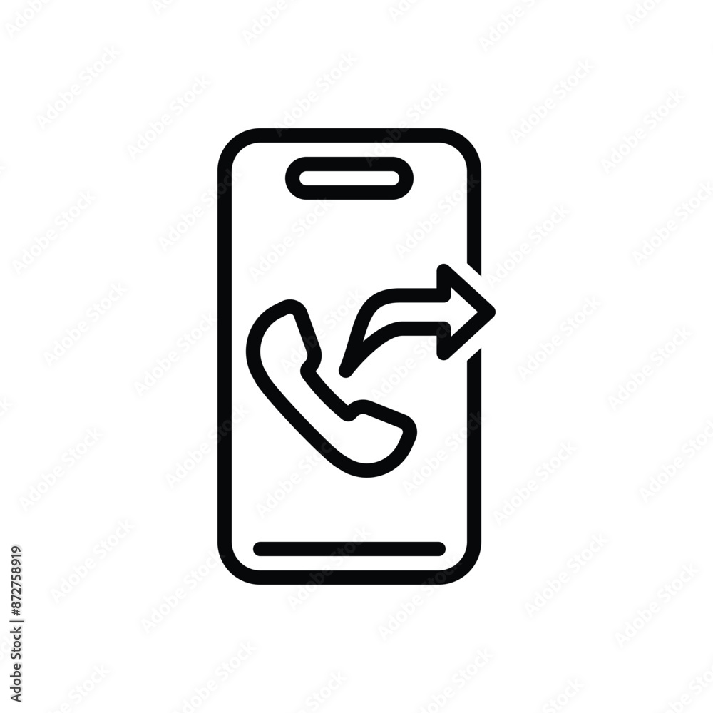 Black line icon for call forward Black line icon for call forward