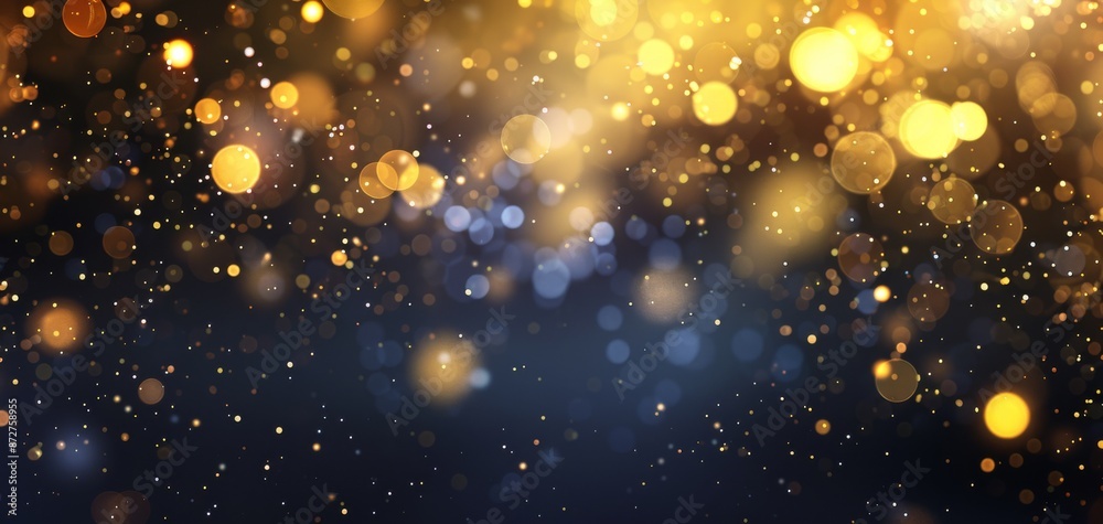 Elegant gold and blue bokeh background with shimmering lights Elegant gold and blue bokeh background with shimmering lights