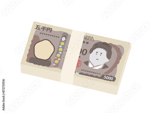 新紙幣　新五千円札　札束　イラスト