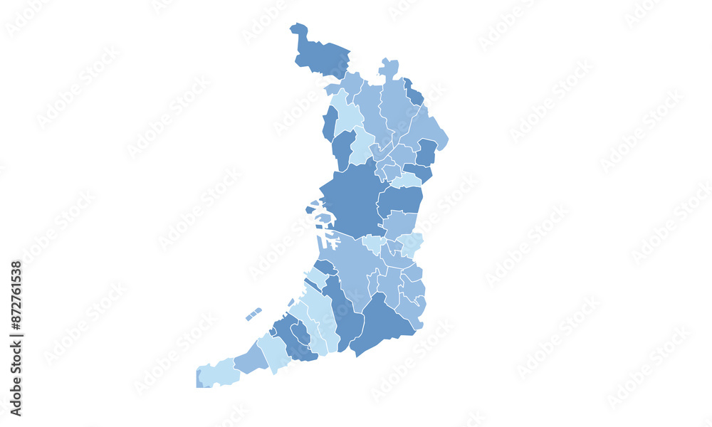 Map of Osaka isolated blue tone color style.Map of Japan.for website ...