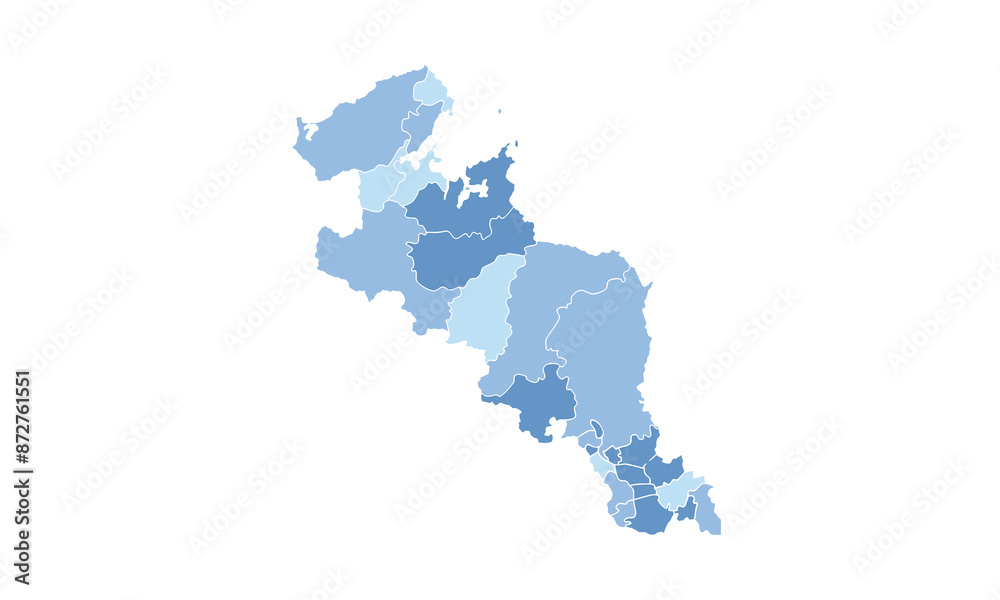 Obraz premium Map of Kyoto isolated blue tone color style.Map of Japan.for website layouts, background, education, precise, customizable, Travel worldwide, map silhouette backdrop, earth geography, political.