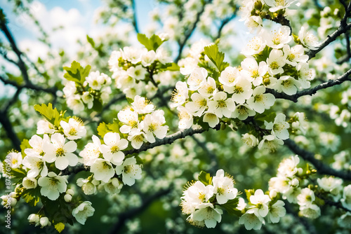 Close Up of White Flowers on a Branch