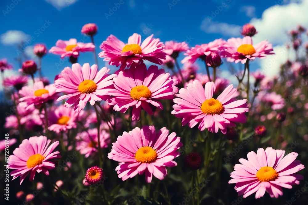 Fototapeta premium Pink Daisies in a Field