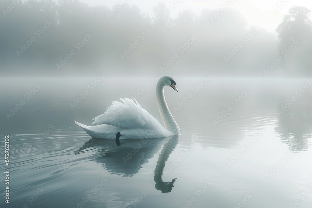 Fototapeta premium White swans on the lake surface