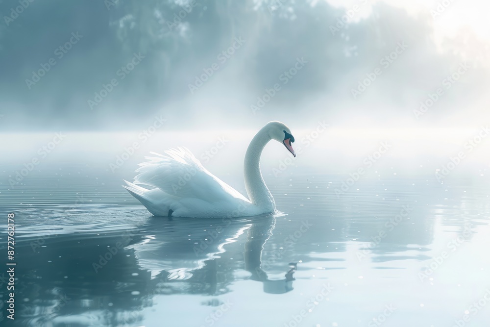 Fototapeta premium White swans on the lake surface
